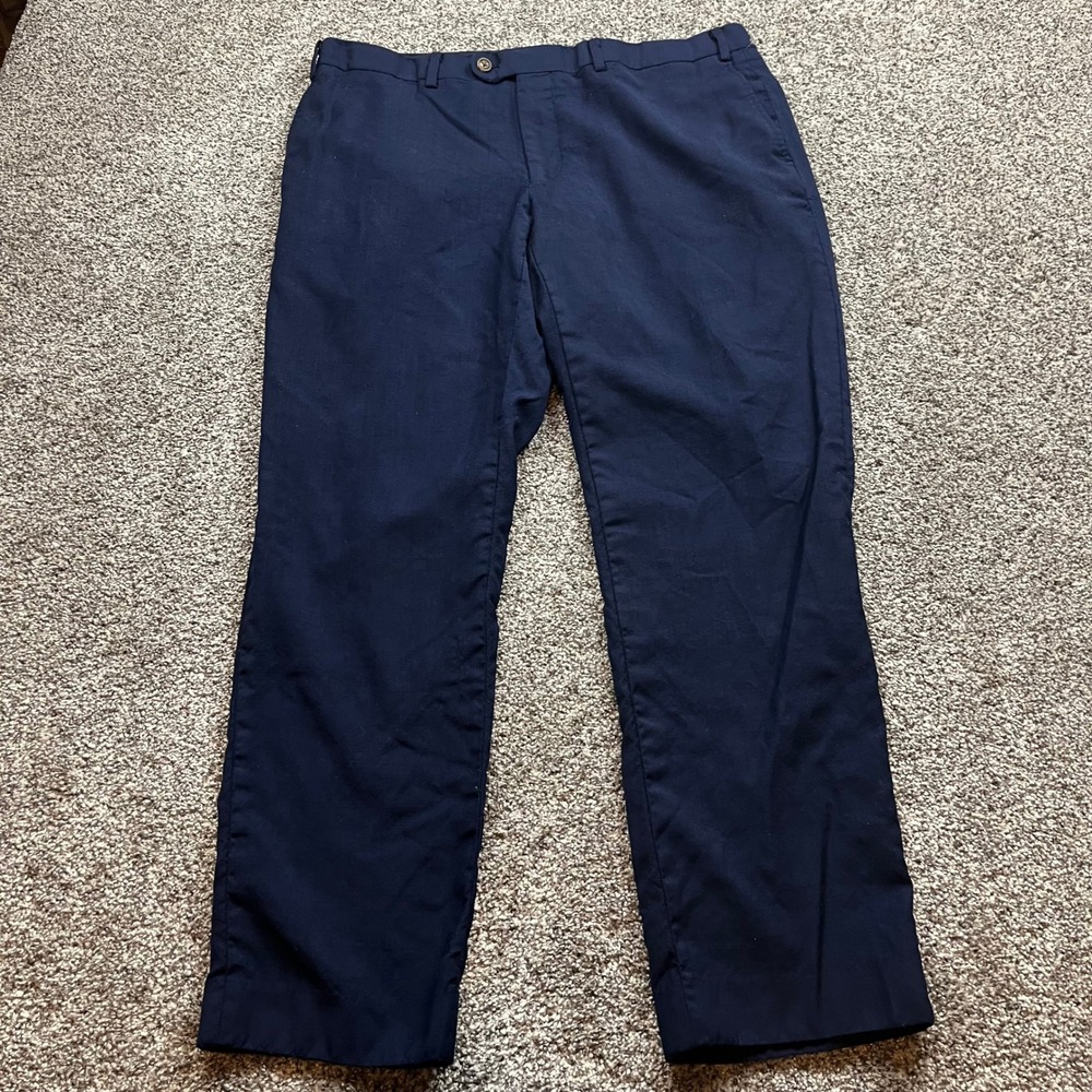 Indochino Dress‎ Pants Mens 34x29 Navy Blue Flat Front Tailored Office Wear